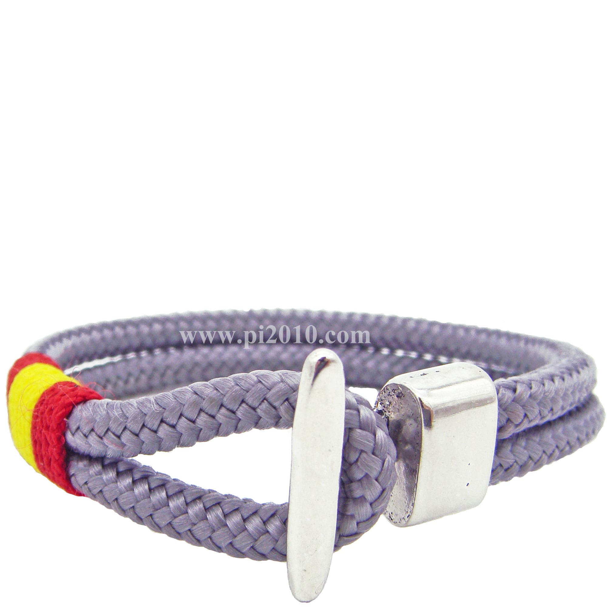 Pulsera náutica bandera de España gris con cierre amarre