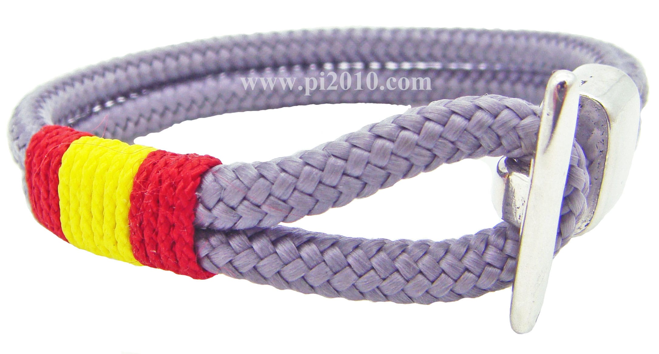 Pulsera náutica bandera de España gris con cierre amarre