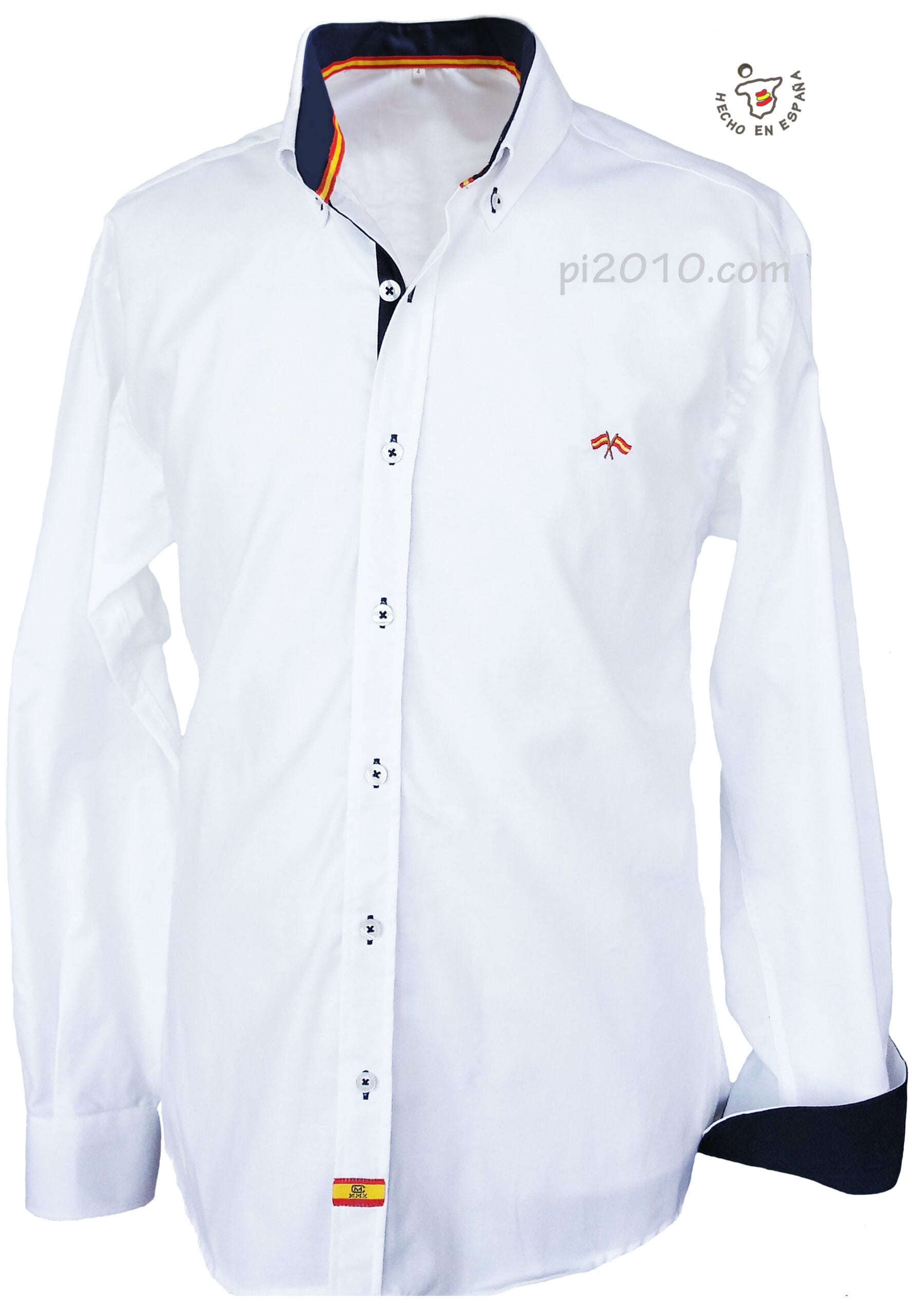 Camisa blanca con marino PI2010 – fotografía de producto