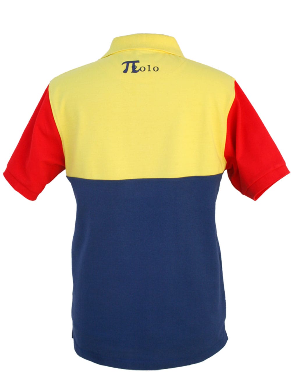 Polo Bandera España Costa Brava con panel amarillo sobre fondo blanco