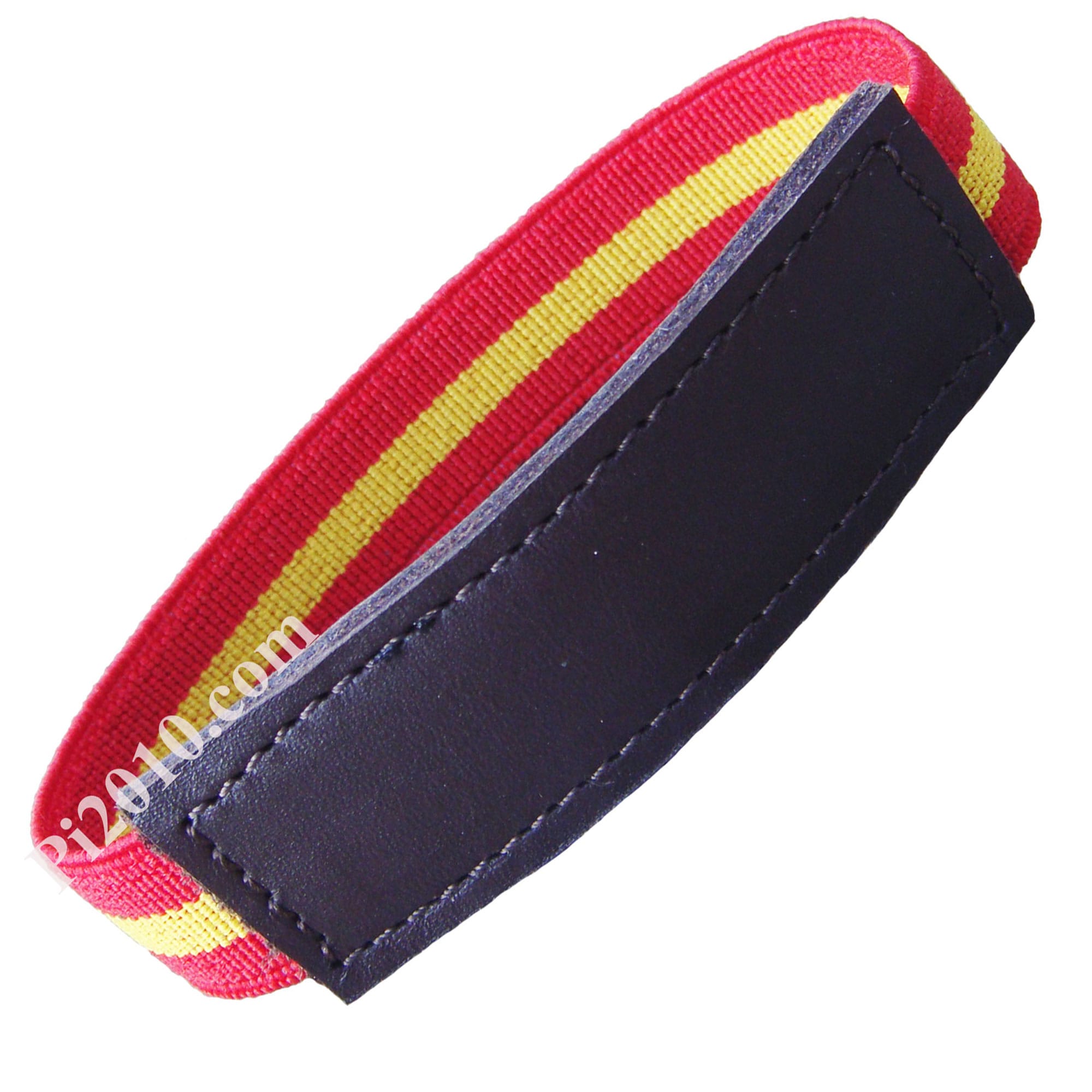 Pulsera elástico bandera de España, tira de piel marrón