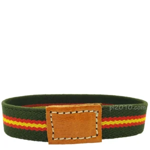 Pulsera cinta elástica verde con la bandera de España vista frontal