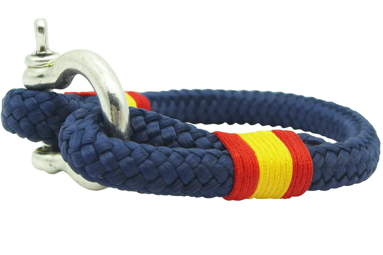 Pulsera grillete marino gordo bandera de España vista lateral