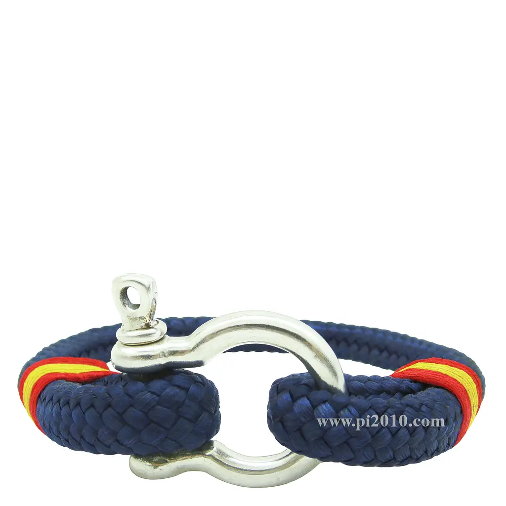 Pulsera grillete marino gordo bandera de España vista frontal