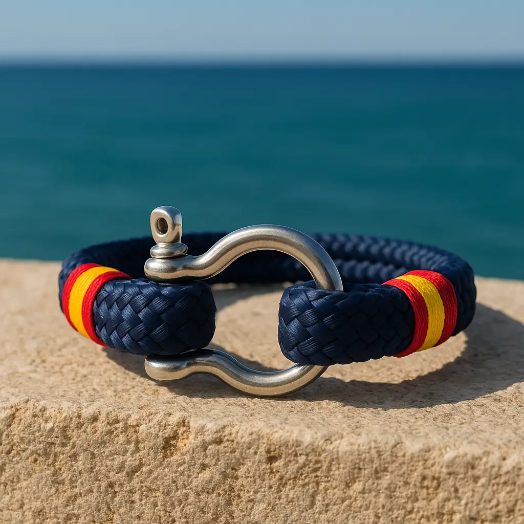 Pulsera grillete marino gordo bandera de España vista al aire libre