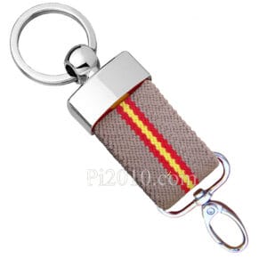 Llavero bandera de España de lona beige con mosquetón