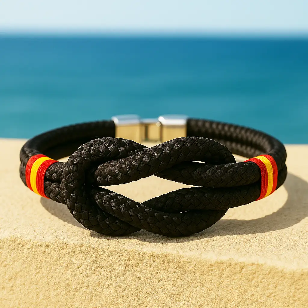 Pulsera nudo negro bandera de España vista al aire libre