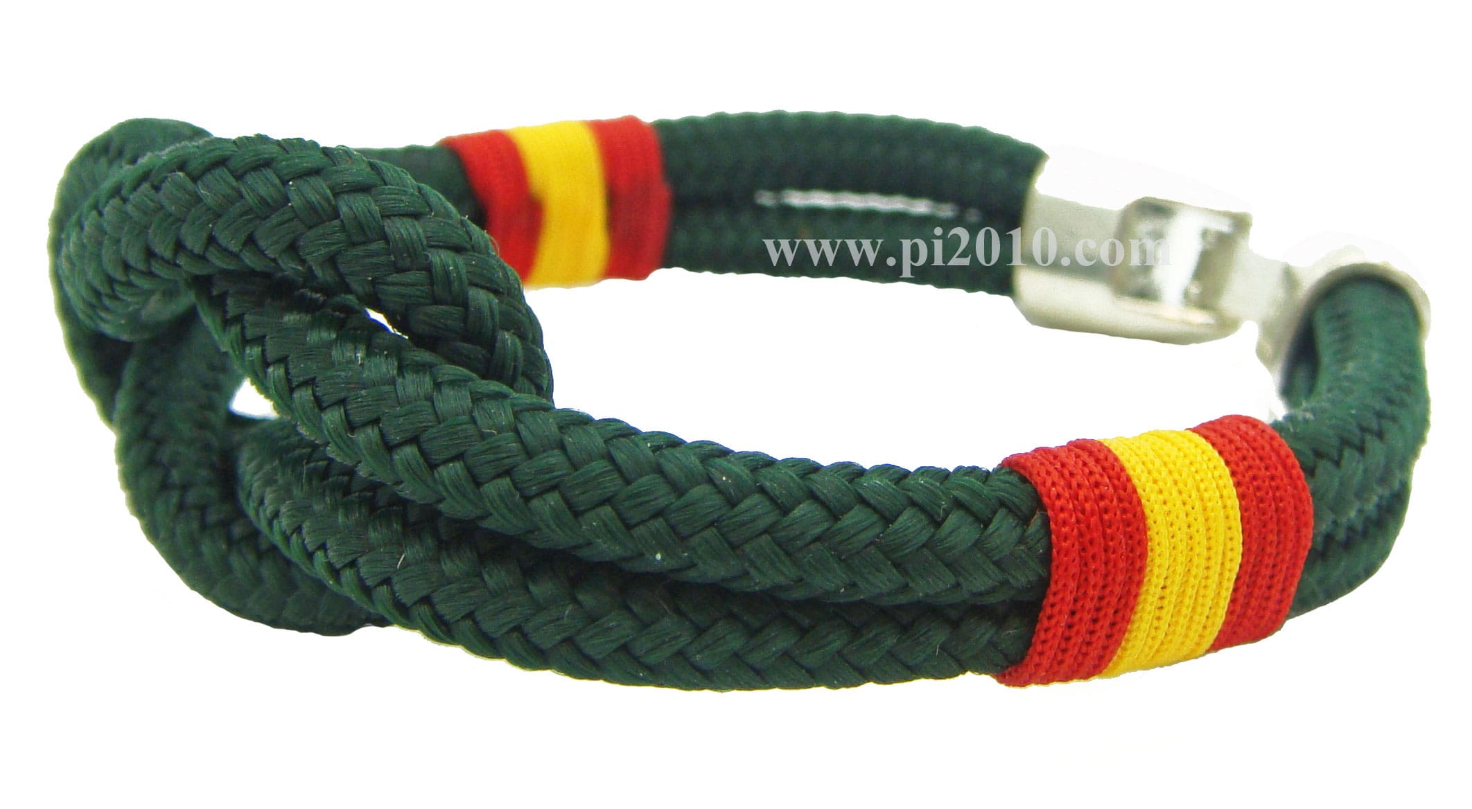 Pulsera nudo náutico verde con bandera de España