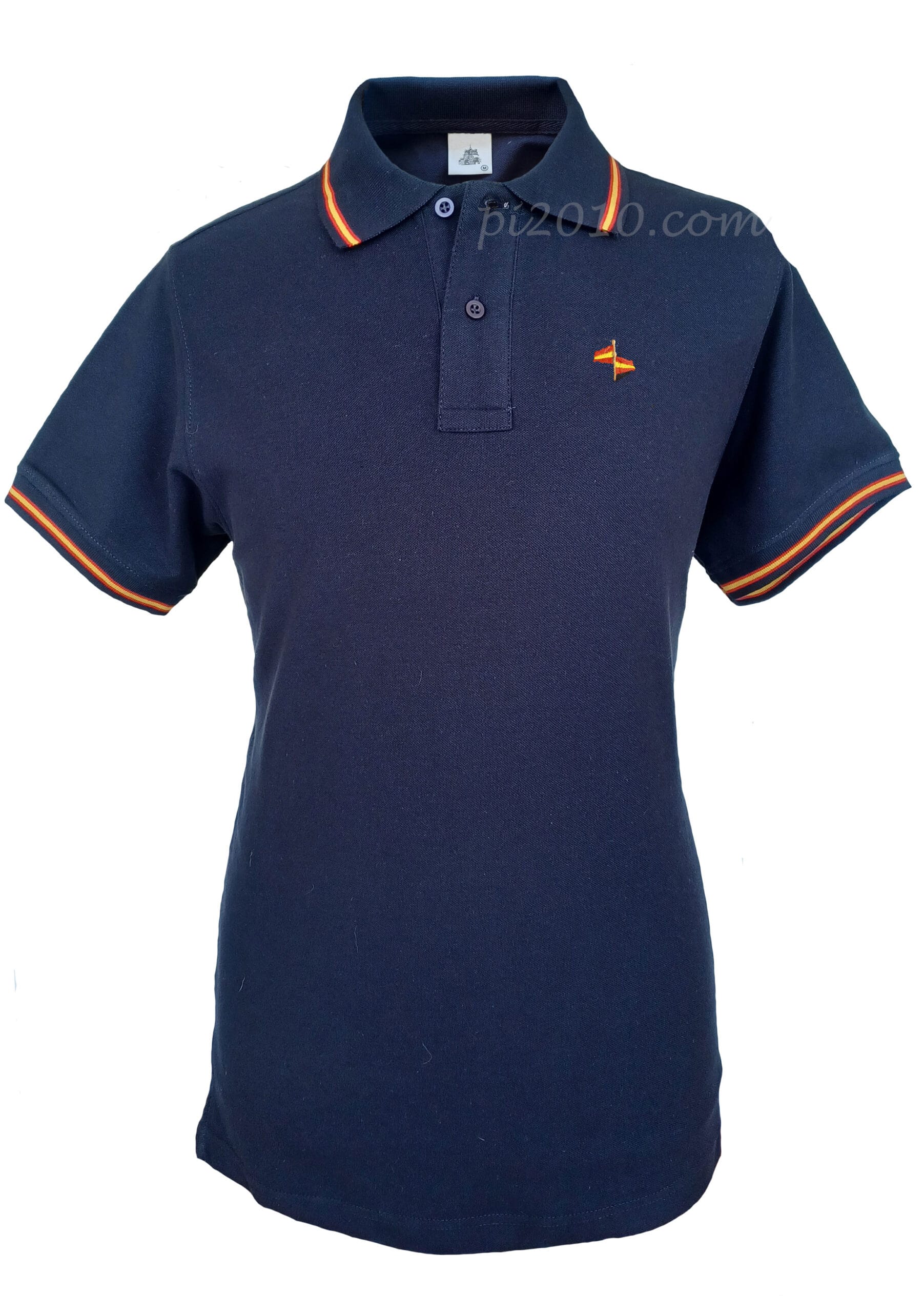 Polo banderas de España marino sobre fondo blanco