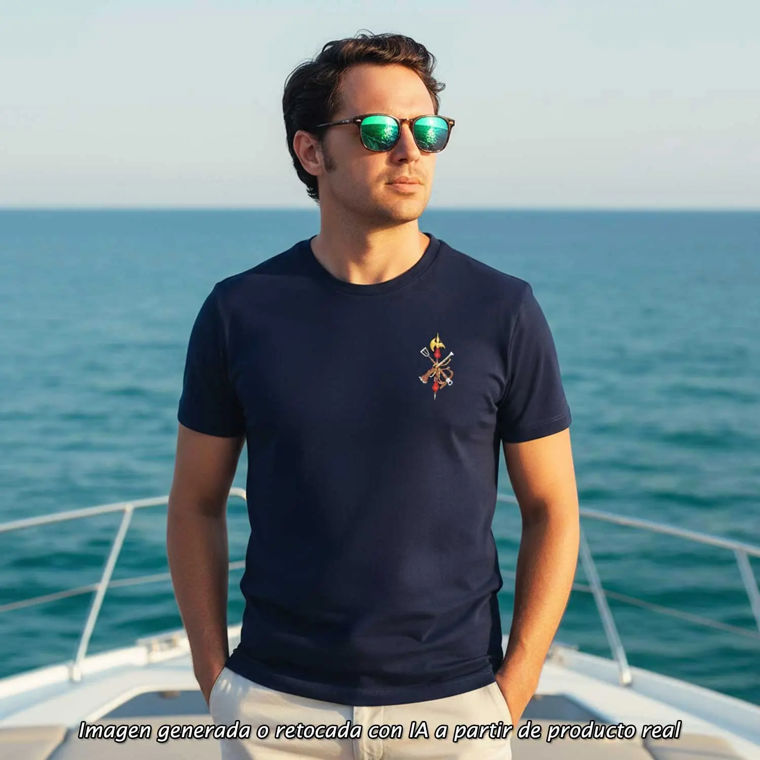 Camiseta Legión Española marino con bordado del emblema legionario