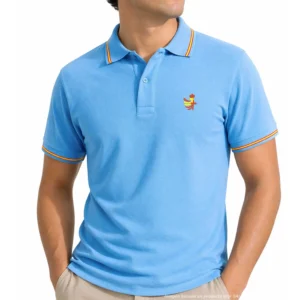 polo ejército de tierra celeste hombre sin fondo con escudo bordado en pecho