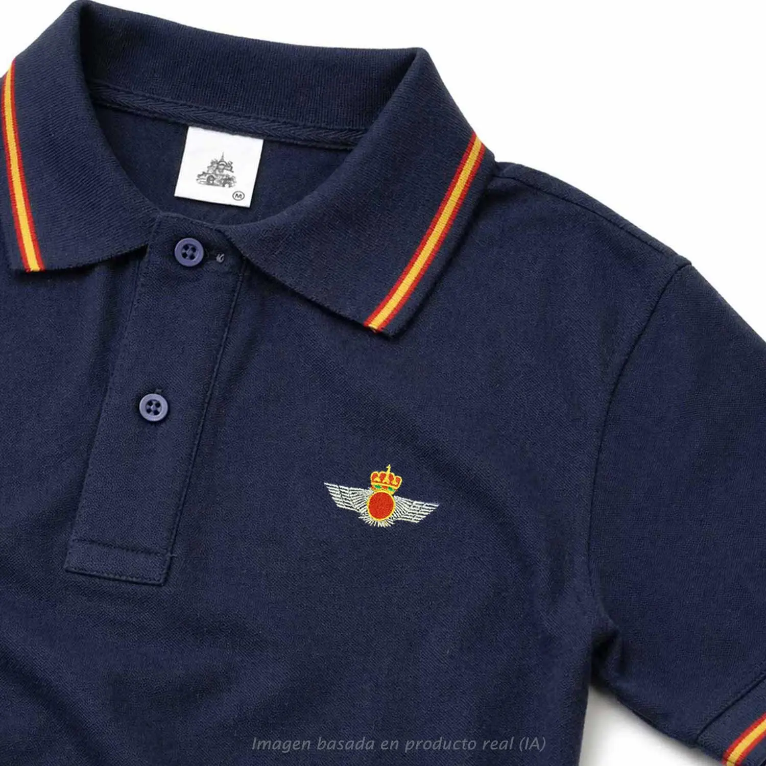 polo ejercito del aire marino con bandera de España vista completa