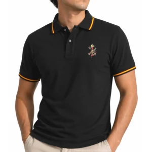 Polo negro Legión Española con bandera de España en cuello y mangas