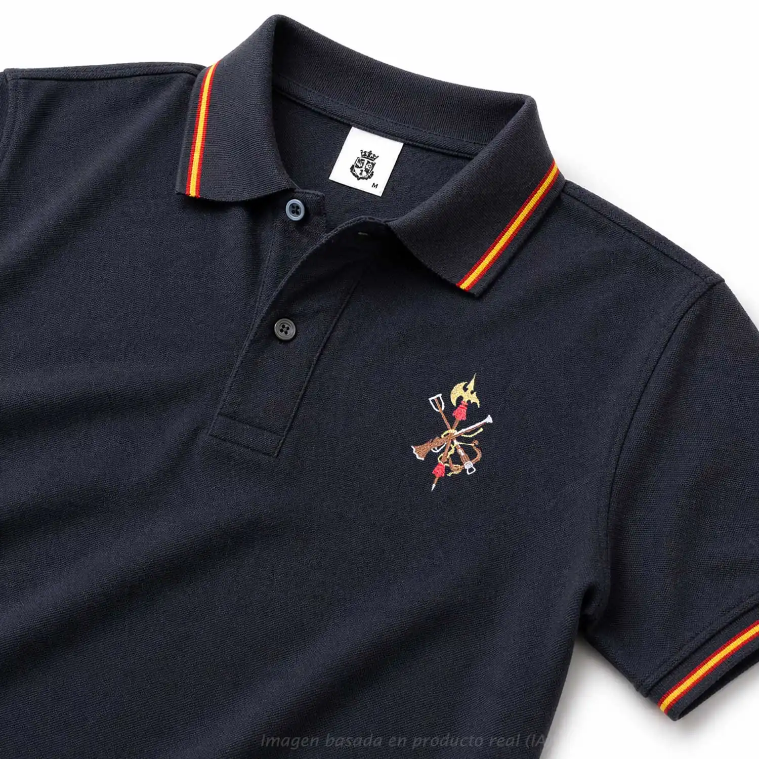 Polo Legión Española negro detalle cuello bandera España