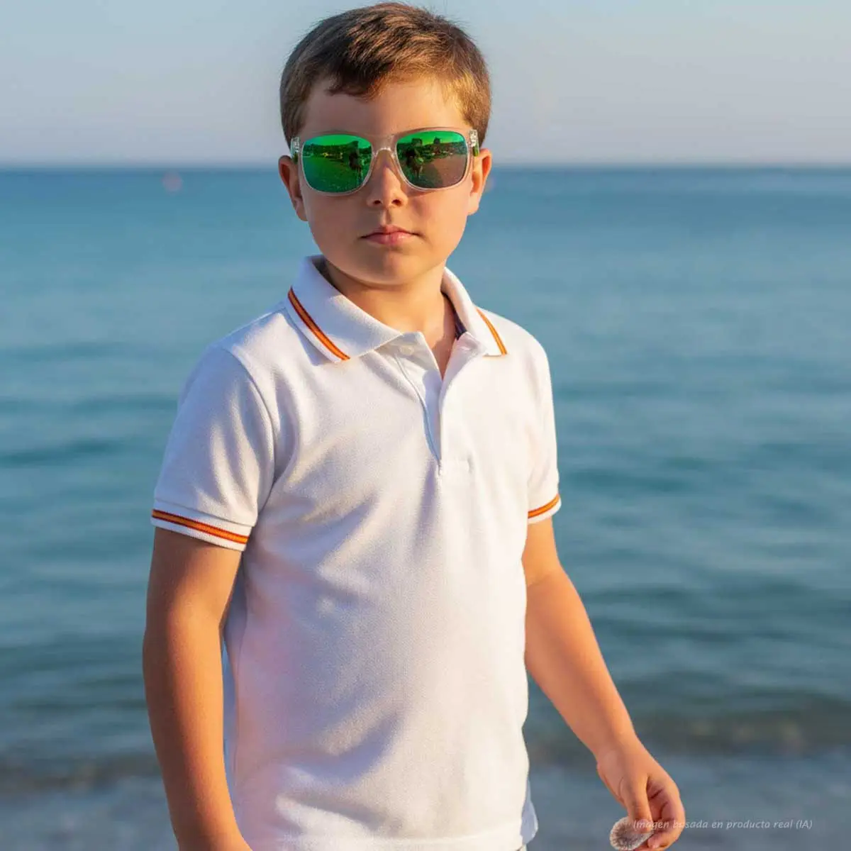 Polos niño con bandera de España en cuello y mangas