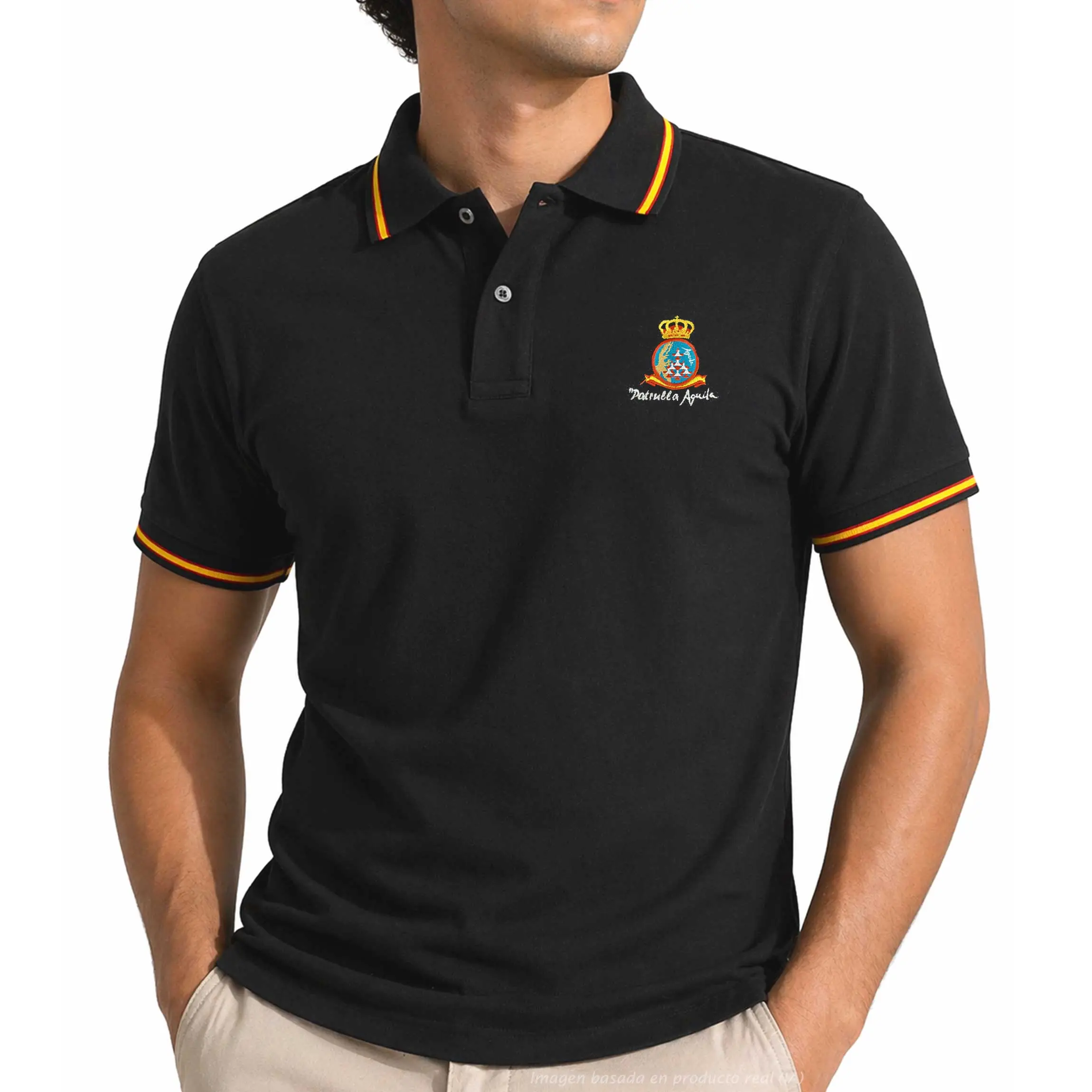 polo negro patrulla aguila hombre elegante