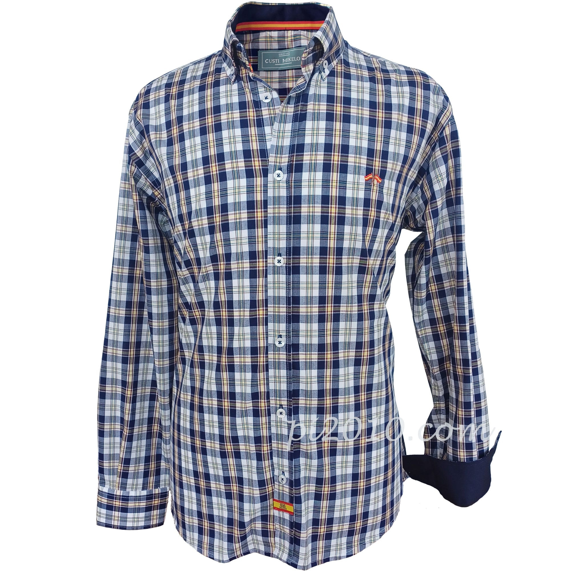 Camisa escocés marino bandera de España para hombre