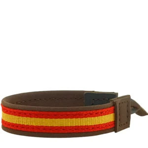 Pulsera bandera de España piel marrón vista lateral