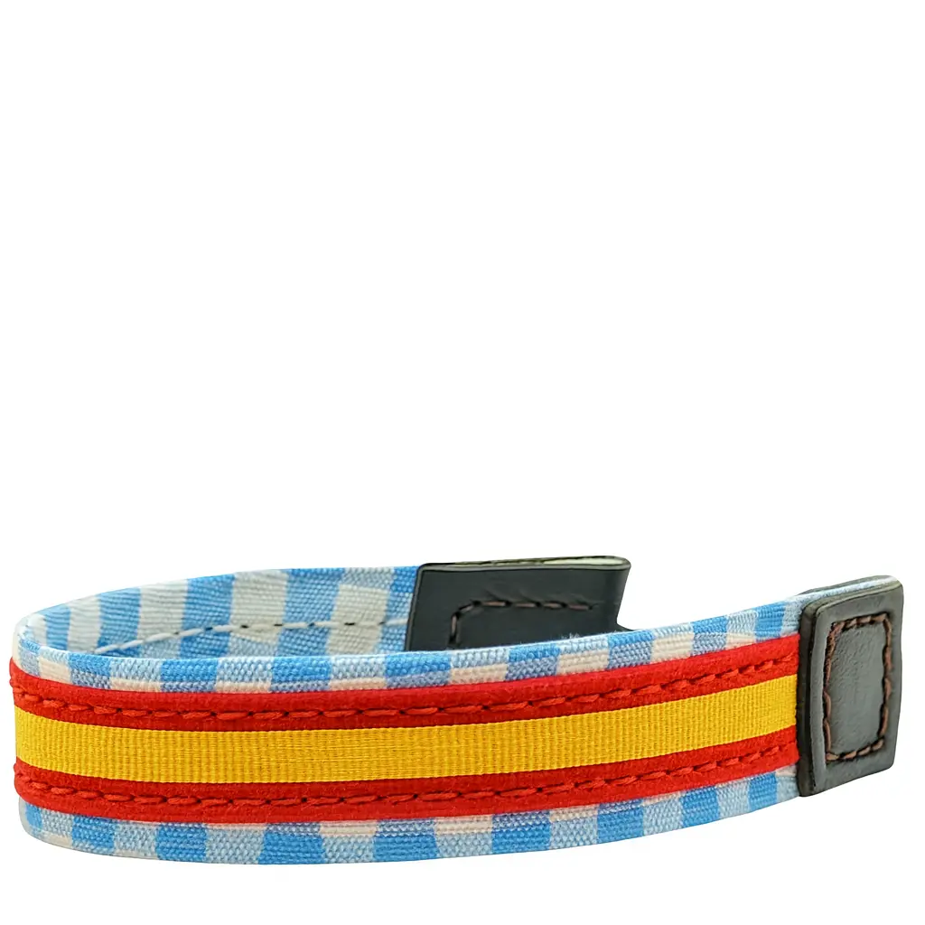 Pulsera cuadros celeste España vista lateral