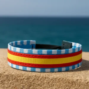 Pulsera cuadros celeste España vista al aire libre