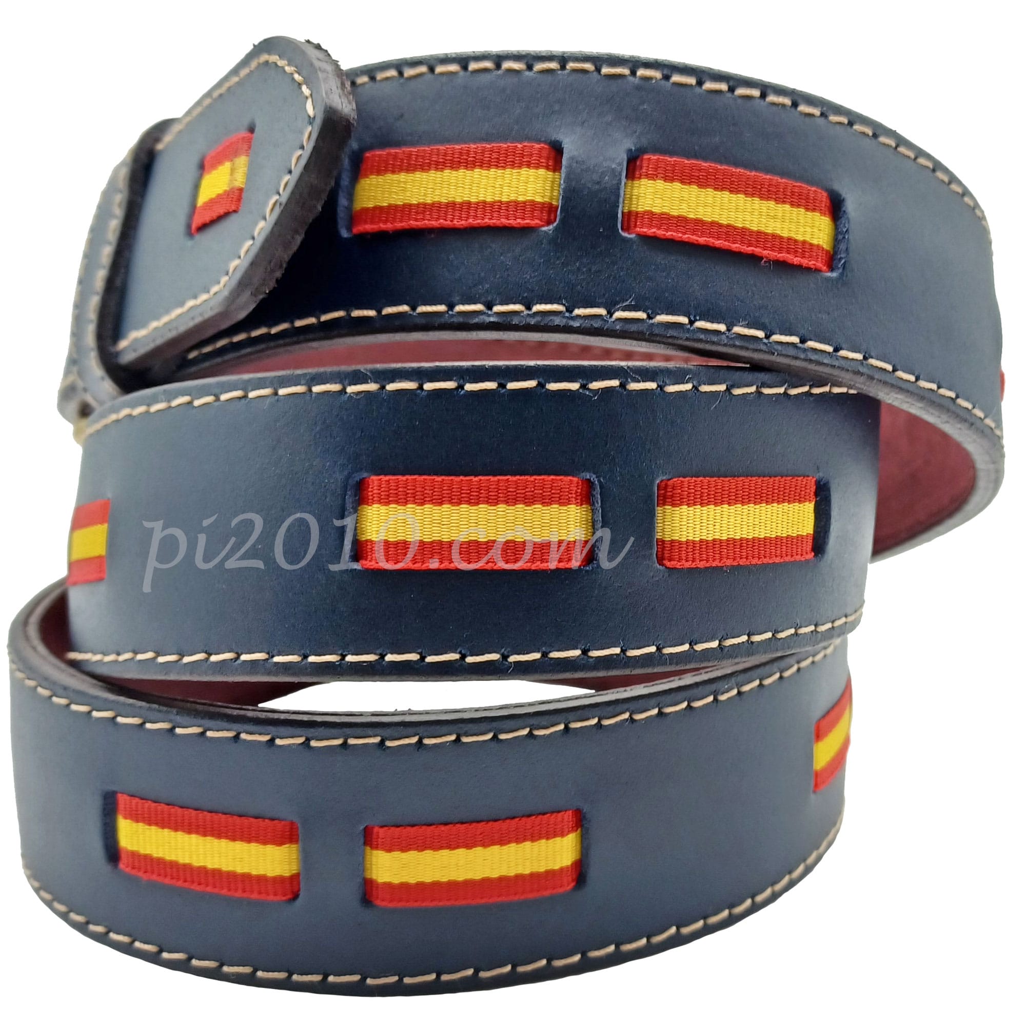 Cinturón marino de piel con bandera de España