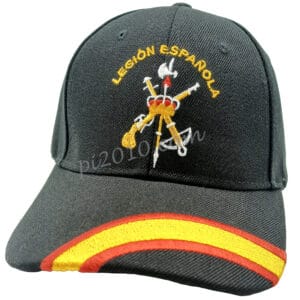 Gorra negra Legión Española con bandera de España frontal
